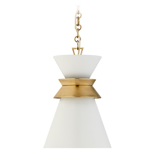 Visual Comfort Signature Collection E.F. Chapman Alborg Stacked Pendant in Brass & White by Visual Comfort Signature CHC5240ABWHT