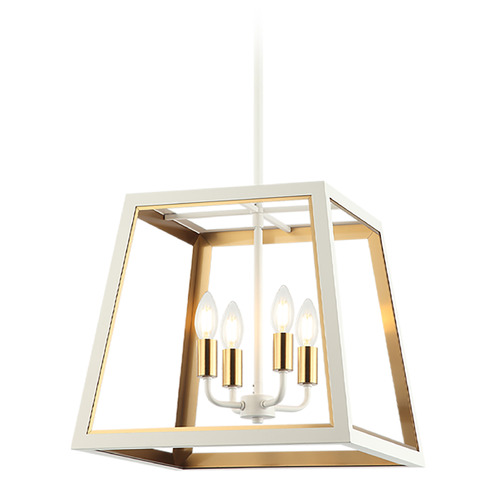 Rosalie White & Aged Gold Brass Pendant by Matteo Lighting