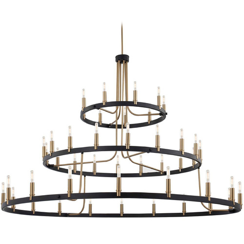 Justice Design Clayton 60 Inch 3-Tier Chandelier Brass