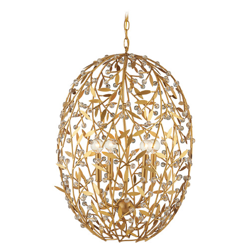 Currey and Company Secret Clear & Contemporary Gold Leaf & Contemporary Gold Mini-Chandelier