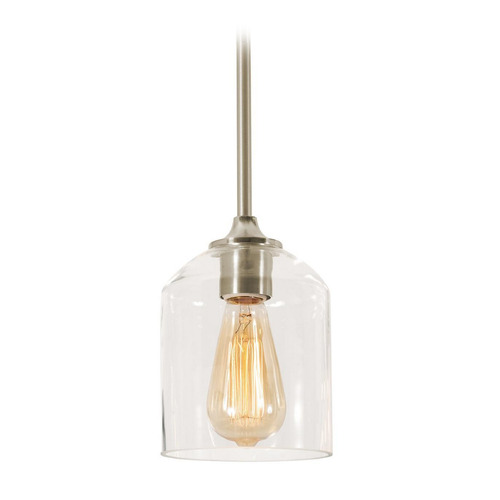 Afx Lighting William Satin Nickel Mini-Pendant Light with Bowl / Dome Shade
