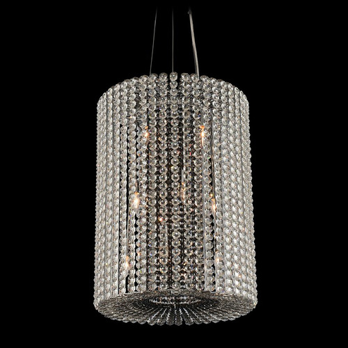 Allegri Lighting Allegri Crystal Anello Polished Chrome Pendant Light with Cylindrical Shade 031450-010-FR000
