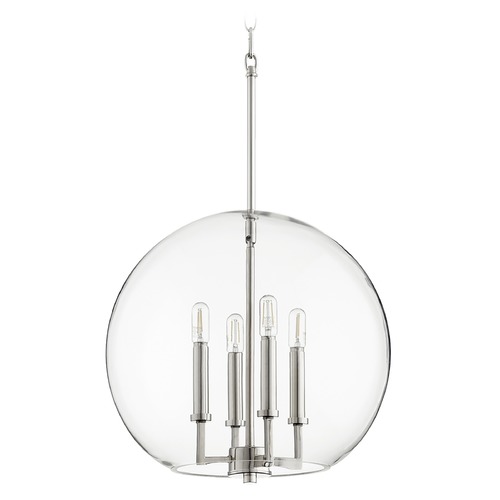 Polished Nickel Pendant with Globe Shade by Quorum Lighting
