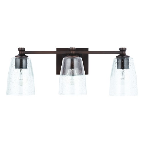 HomePlace by Capital Lighting HomePlace Myles Bronze 3-Light Bathroom Light with Clear Seeded Glass 140931BZ-506