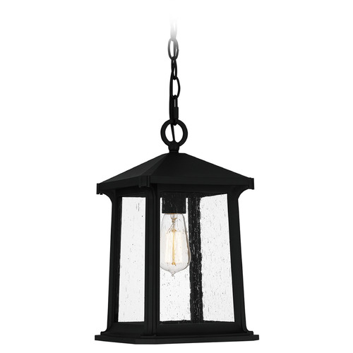 Satterfield Matte Black Outdoor Hanging Light by Quoizel Lighting