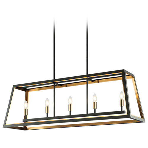 Rosalie Matte Black & Aged Gold Brass Pendant by Matteo Lighting