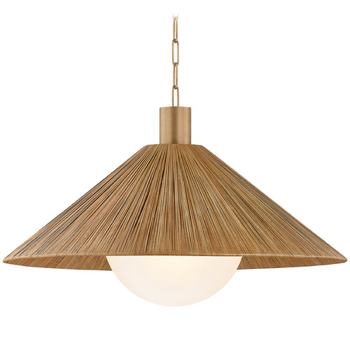 Troy Lighting Troy Lighting Woodside Patina Brass LED Pendant Light with Empire Shade F1432-PBR