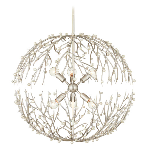 Currey and Company Aviva Stanoff Shinju Natural Pearl & Contemporary Silver Leaf Chandelier