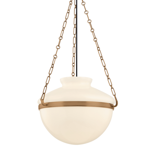Troy Lighting Paradigm Patina Brass LED Pendant Light with Bowl / Dome Shade