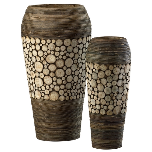 Wood Slice Birchwood & Walnut Vase by Cyan Design