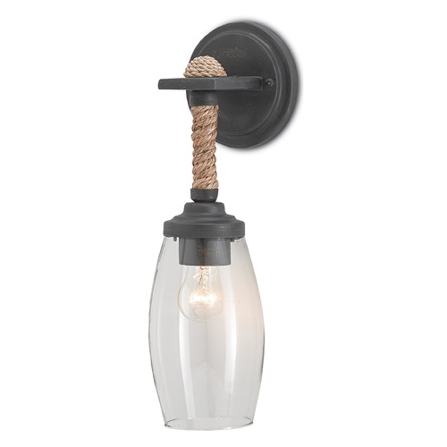 Currey and Company Lighting Currey and Company Hightider French Black / Natural Rope Sconce 5000-0049