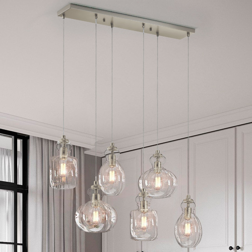 Kichler Lighting Transitional Multi-Light Pendant Brushed Nickel Riviera by Kichler Lighting 43950NI