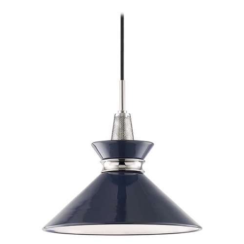 Mitzi by Hudson Valley Kiki Polished Nickel & Navy Pendant by Mitzi by Hudson Valley H251701S-PN/NVY