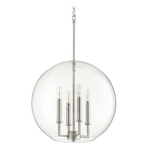 Quorum Lighting Satin Nickel Pendant with Globe Shade by Quorum Lighting 873-4-65