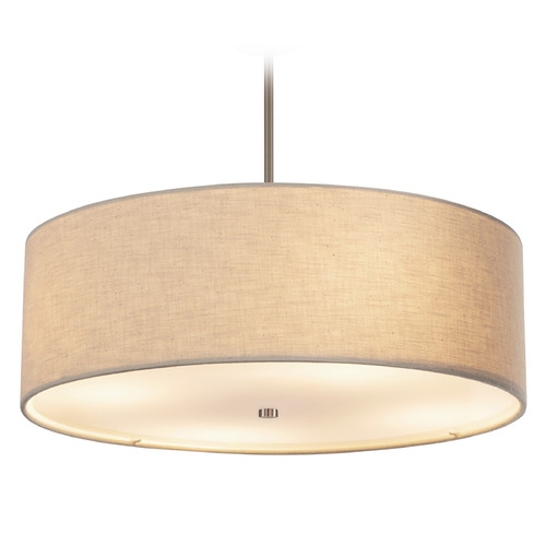 Justice Design Group Justice Design Group Classic Brushed Nickel Pendant Light with Drum Shade FAB-9592-CREM-NCKL