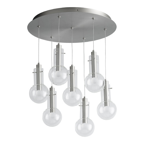 Primo 7-Light LED Pendant in Satin Nickel by Oxygen Lighting