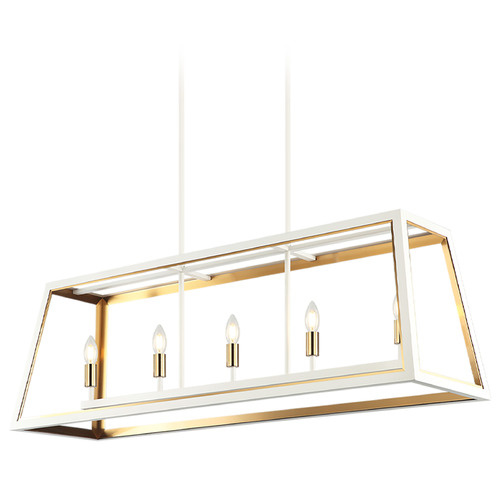 Rosalie White & Aged Gold Brass Pendant by Matteo Lighting