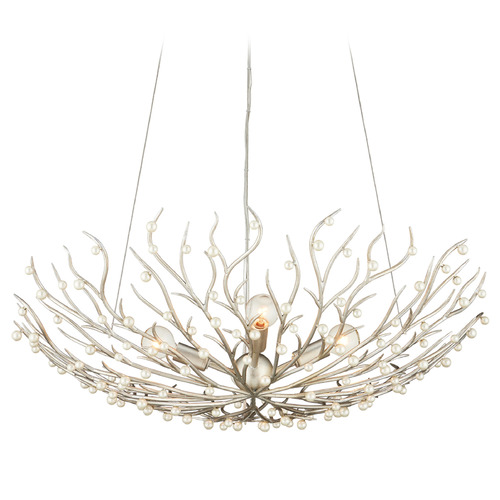 Currey and Company Aviva Stanoff Shinju Natural Pearl & Contemporary Silver Leaf Chandelier