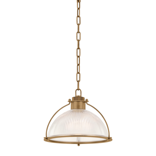 Troy Lighting Glint Patina Brass LED Pendant Light with Bowl / Dome Shade
