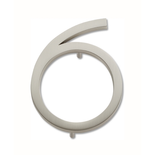 Brushed Nickel House Number 6 by Atlas Homewares