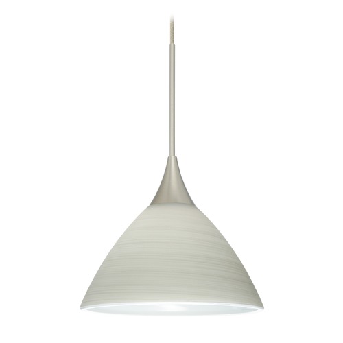 Besa Lighting Besa Lighting Domi Satin Nickel Mini-Pendant Light with Bell Shade 1XT-1743KR-SN