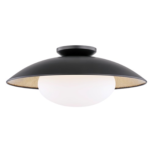 Cadence Black Lustro & Gold Leaf Semi-Flush by Mitzi by Hudson Valley