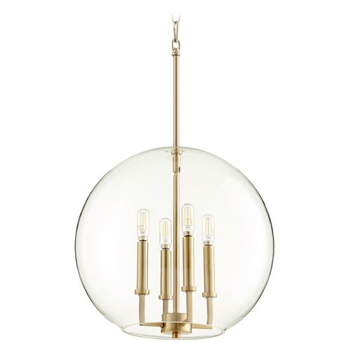 Quorum Lighting Aged Brass Pendant with Globe Shade by Quorum Lighting 873-4-80