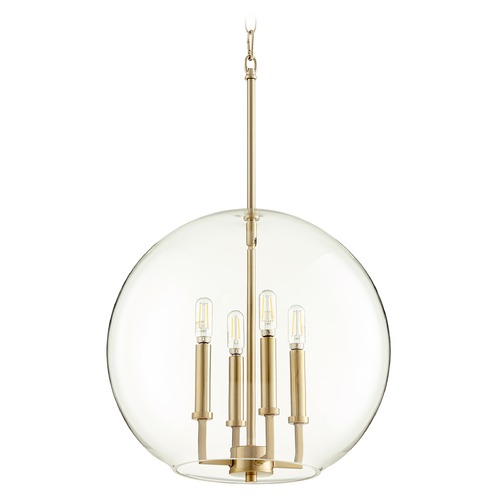 Aged Brass Pendant with Globe Shade by Quorum Lighting