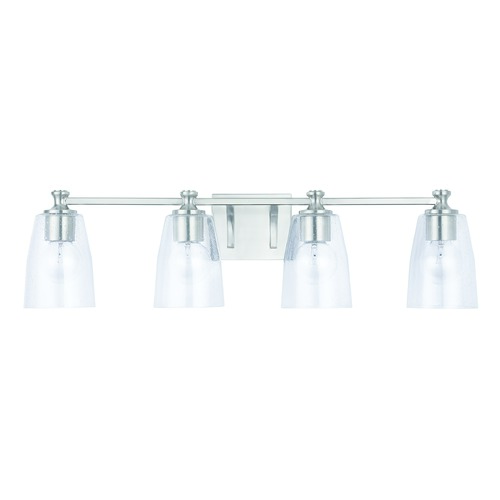 HomePlace by Capital Lighting HomePlace Myles Brushed Nickel 4-Light Bathroom Light with Clear Seeded Glass 140941BN-506