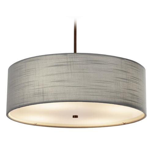 Justice Design Group Justice Design Group Classic Dark Bronze Pendant Light with Drum Shade FAB-9592-GRAY-DBRZ