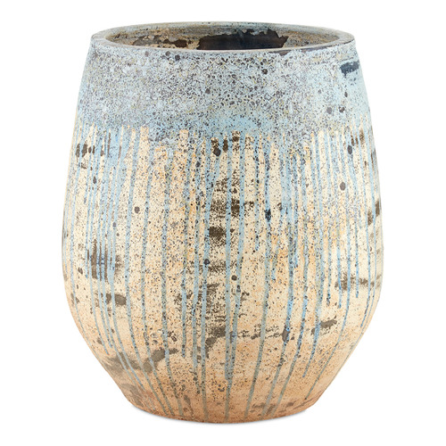 Currey and Company Lighting Currey and Company Sicilia Antique White & Blue Drip Vase 2200-0005