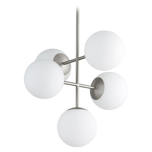 Nebula 5-Light Large Globe LED Pendant in Nickel by Oxygen Lighting