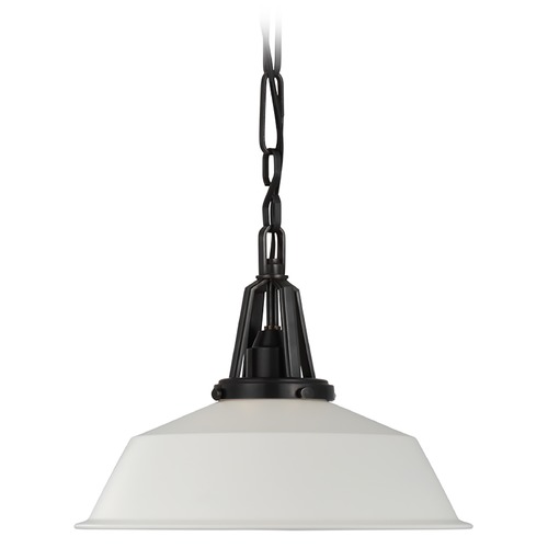 Visual Comfort Signature Collection Chapman & Myers Layton 14-Inch Pendant in Bronze by Visual Comfort Signature CHC5461BZWHT