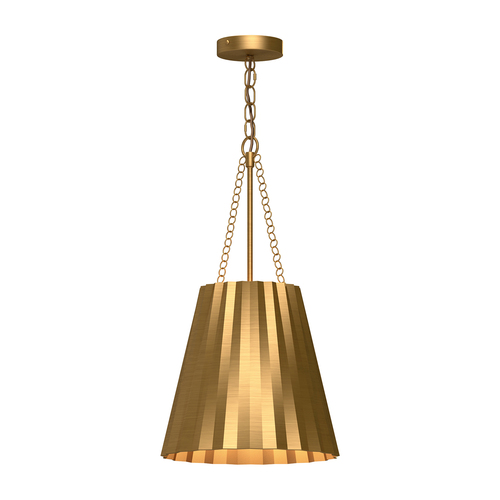 Alora Lighting Plisse Aged Gold Pendant Light with Conical Shade