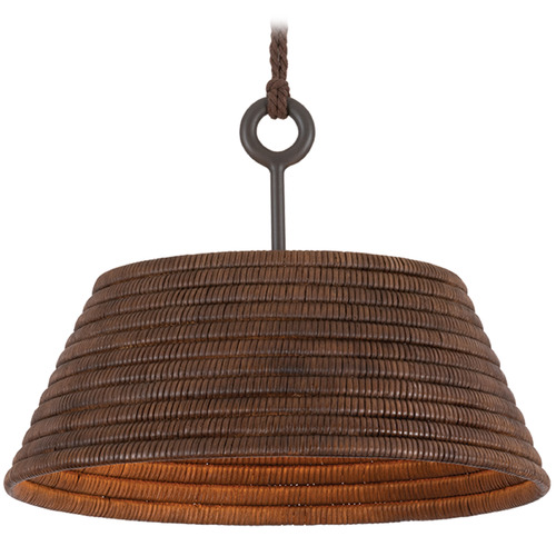 Troy Lighting Troy Lighting Sequoia Textured Bronze & Highlight LED Pendant Light with Empire Shade F2824-TBZH