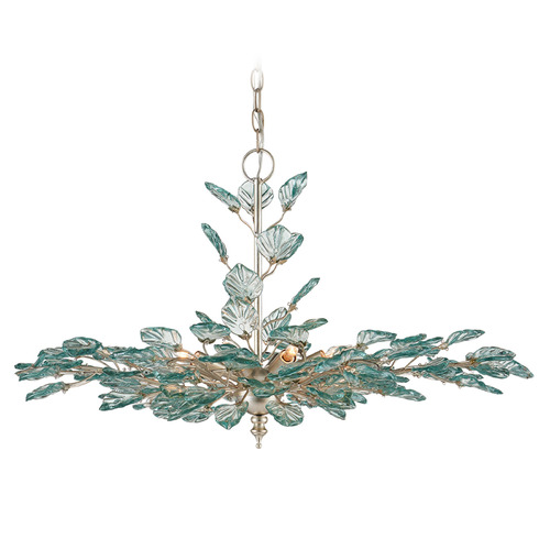 Currey and Company Baobab Clear & Contemporary Silver Leaf & Contemporary Silver Chandelier