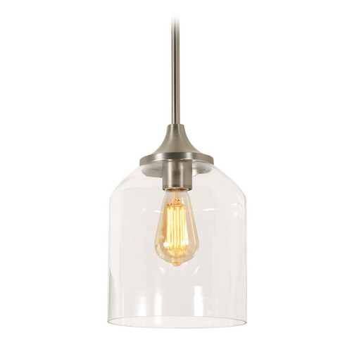 Afx Lighting William Satin Nickel Mini-Pendant Light with Bowl / Dome Shade