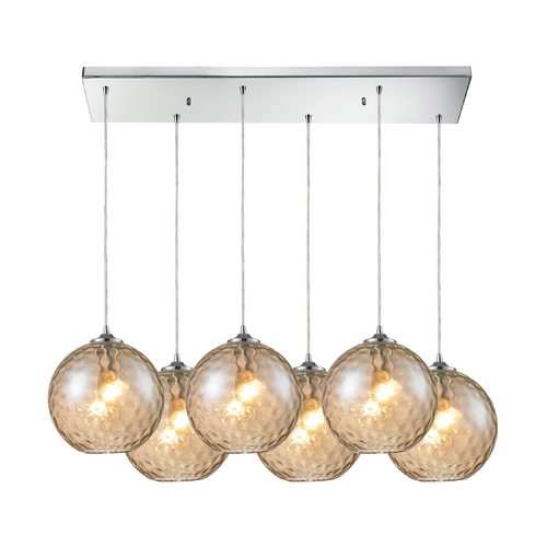 Elk Lighting Modern Multi-Light Pendant Light with Beige / Cream Glass and 6-Lights 31380/6RC-CMP