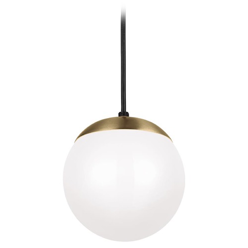 Visual Comfort Studio Collection Leo 8-Inch Pendant in Satin Brass with Opal Glass by Visual Comfort Studio 6018-848