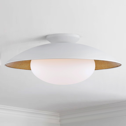 Cadence White Lustro & Gold Leaf Semi-Flush by Mitzi by Hudson Valley