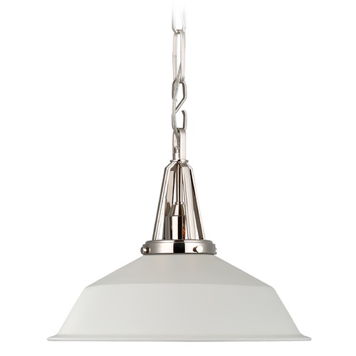 Visual Comfort Signature Collection Chapman & Myers Layton 14-Inch Pendant in Nickel by Visual Comfort Signature CHC5461PNWHT