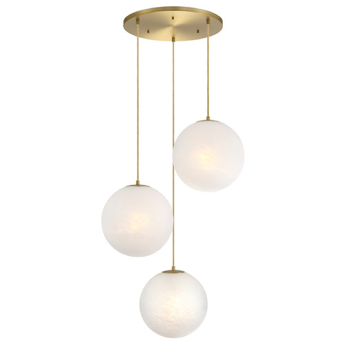 Designers Fountain Lighting Designers Fountain Pixie Brushed Gold Multi-Light Pendant with Globe Shade D342M-3CHC-BG