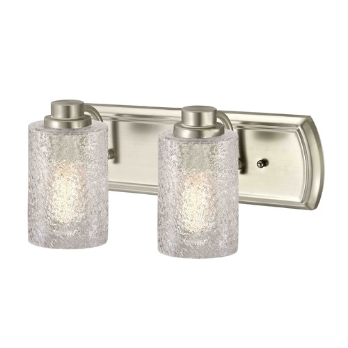Transitional 2-Light Bath Light with Textured Glass in Satin Nickel