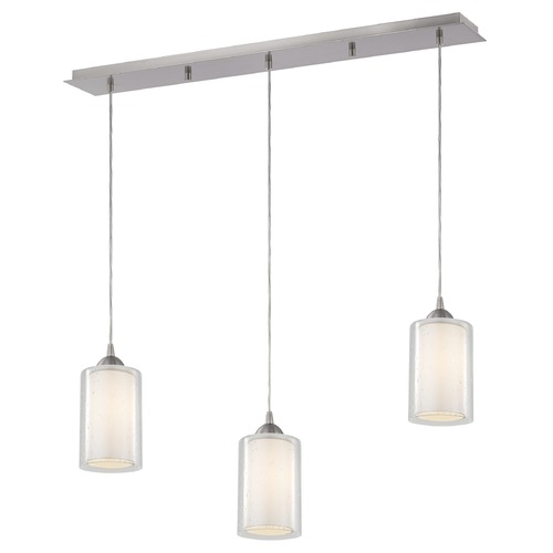 Design Classics Lighting 36-Inch Linear Pendant with 3-Lights in Satin Nickel Finish with Clear Seeded / Frosted White Glass 5833-09 GL1061 GL1041C