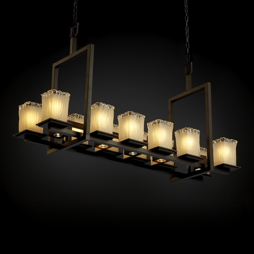 Justice Design Group Justice Design Group Veneto Luce Collection Dark Bronze Island Light with Rectangle Shade GLA-8620-26-WTFR-DBRZ