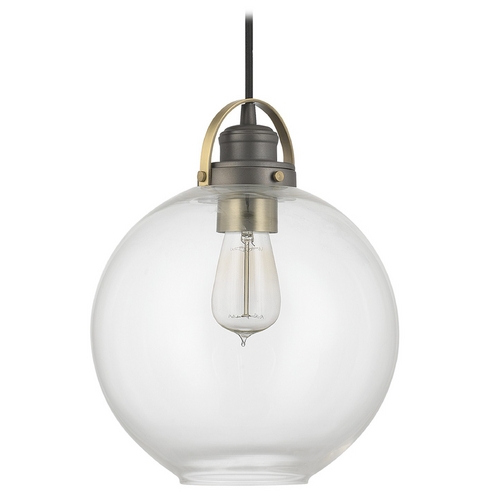 Dean 10.25-Inch Pendant in Graphite/Aged Brass with Clear Glass by Capital Lighting