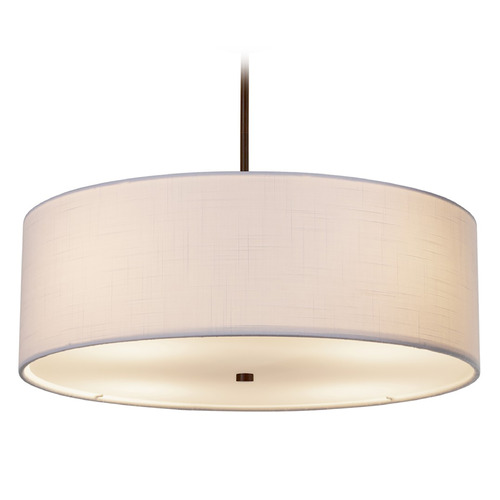 Justice Design Group Justice Design Group Classic Dark Bronze Pendant Light with Drum Shade FAB-9592-WHTE-DBRZ