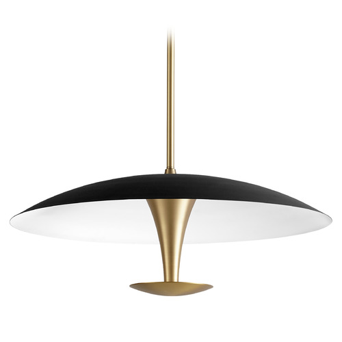 Spacely 26-Inch LED Pendant in Black & Aged Brass by Oxygen Lighting