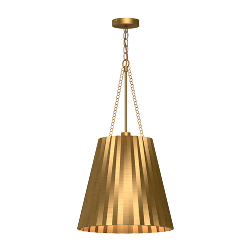 Alora Lighting Plisse Aged Gold Pendant Light with Conical Shade