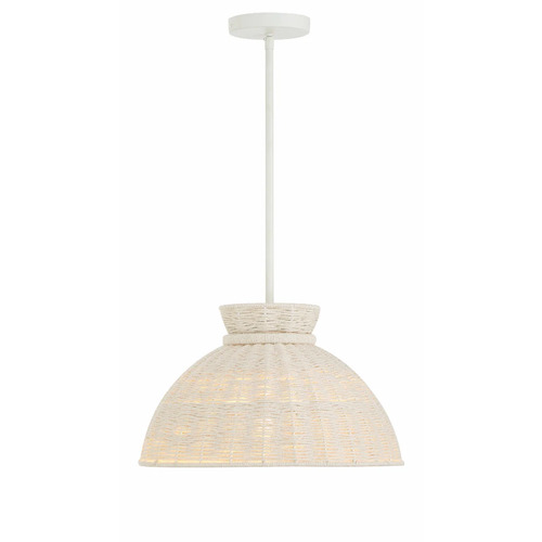 Reese 16-Inch Jute Pendant in Matte White by Crystorama Lighting
